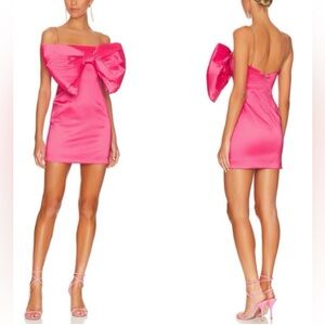 Revolve NOOKIE Reese Bow Mini Dress in Pink NWT Size SMALL Detachable Bow🎀